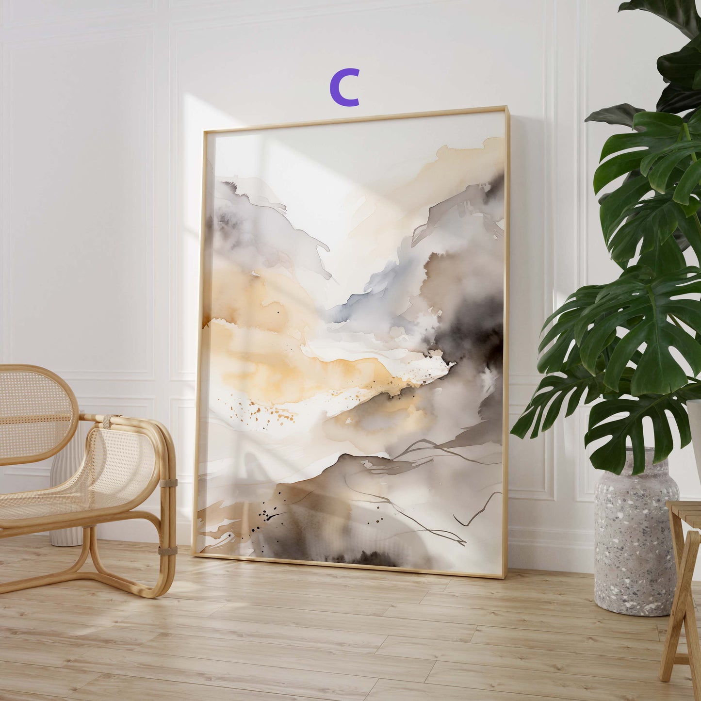 Aquarell Landschaft Poster · Geschenkidee · Warme Wüstenfarben und Moderne Naturkunst für Wohnzimmer Schlafzimmer Dekoration · Print ohne Rahmen