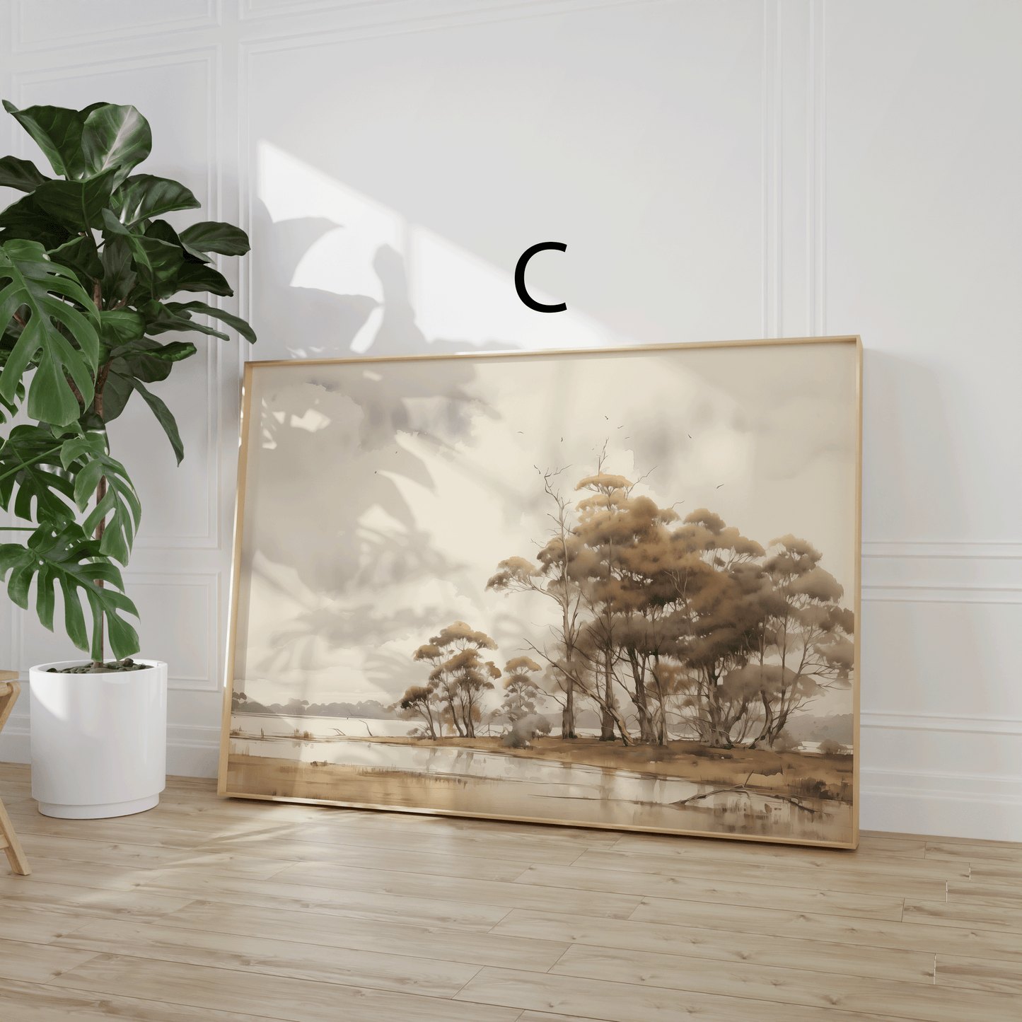 Landschaft Poster · Geschenkidee · See Wiesen Bäume Naturmalerei · Aquarell Wandkunst · Dekoprint ohne Rahmen