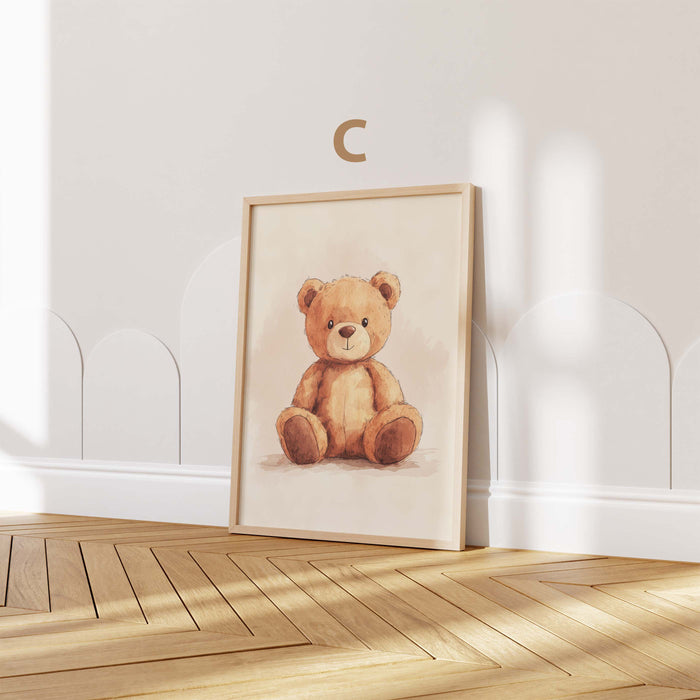 Niedliche Tierposter | Teddy, Hase & Giraffe für Kinderzimmer
