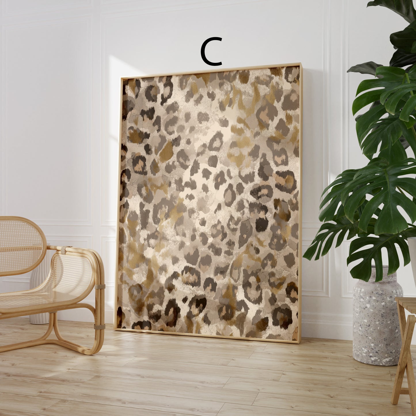 Tiermuster Poster ·  Geschenkidee · Elegante Goldene Tierfell Muster Zebra und Giraffen Texturen · Dekoprint ohne Rahmen
