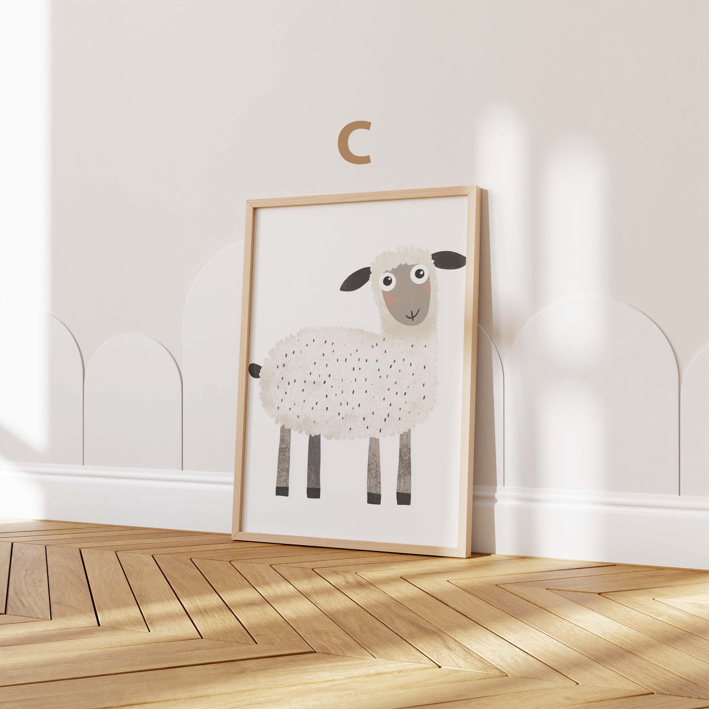 Süße Tiere Poster · Geschenkidee · Kinderillustration mit Bär, Löwe und Schaf · Kinderzimmer Deko · Dekoprint ohne Rahmen