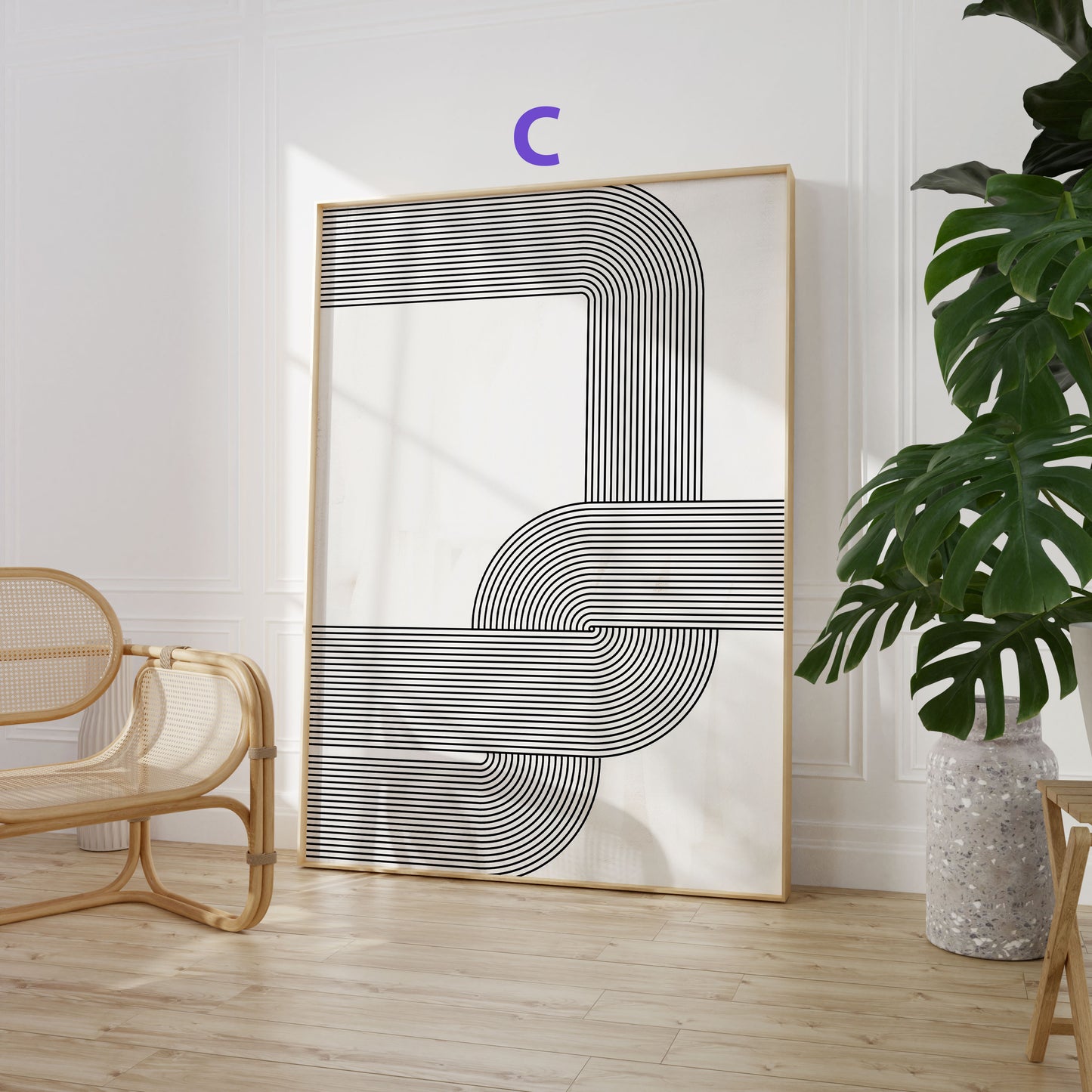 Minimalistische Linienkunst Poster · Geschenkidee · Abstrakte Geometrie in Schwarz und Beige · Dekoprint ohne Rahmen