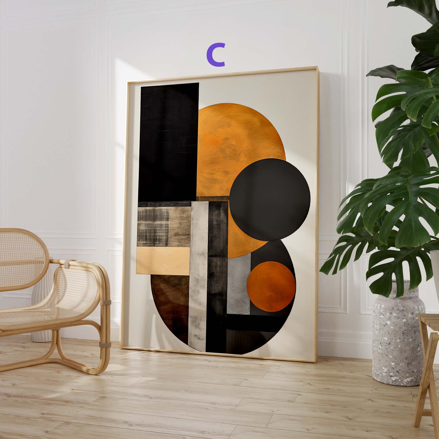Moderne Abstrakte Kunst Poster · Geschenkidee · Geometrische Schwarz Beige Wandbilder für Wohnzimmer Büro Schlafzimmer · Print ohne Rahmen