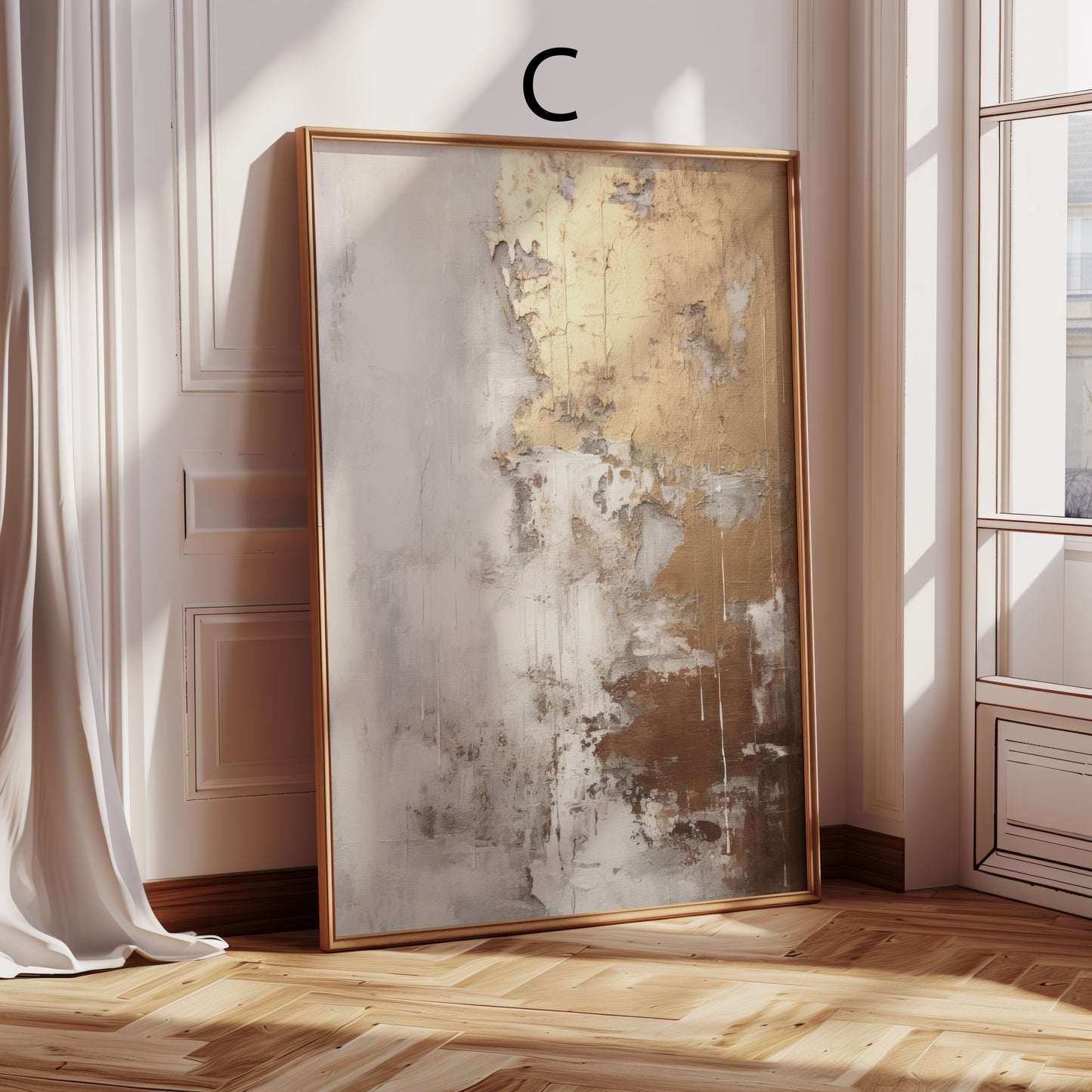 Abstrakte Kunst Poster · Geschenkidee · Struktur Beige Gold Geometrische Wandkunst · Dekoprint ohne Rahmen