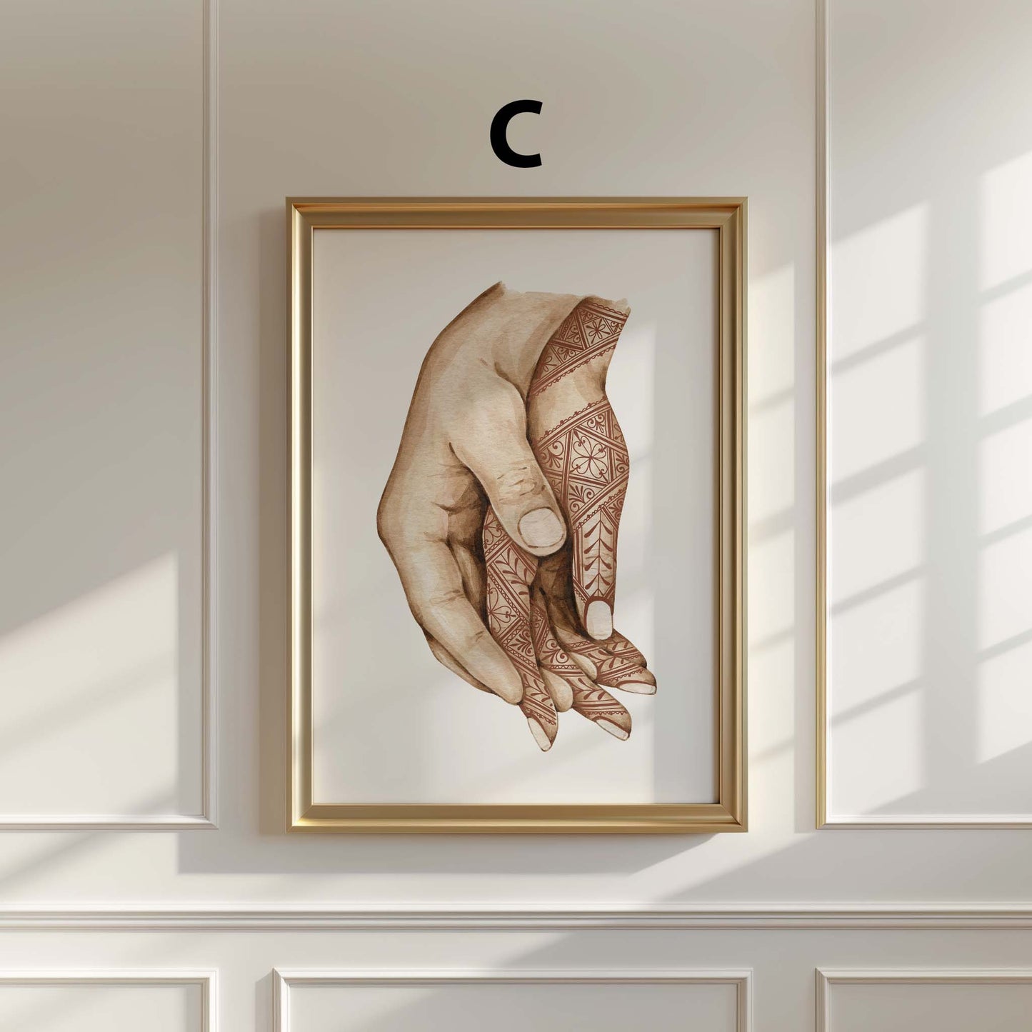 Personalisierte Henna Hände  Paar Poster · Geschenkidee · Hochzeit Verlobung Illustration · Minimalistisches Wandbild · Print ohne Rahmen