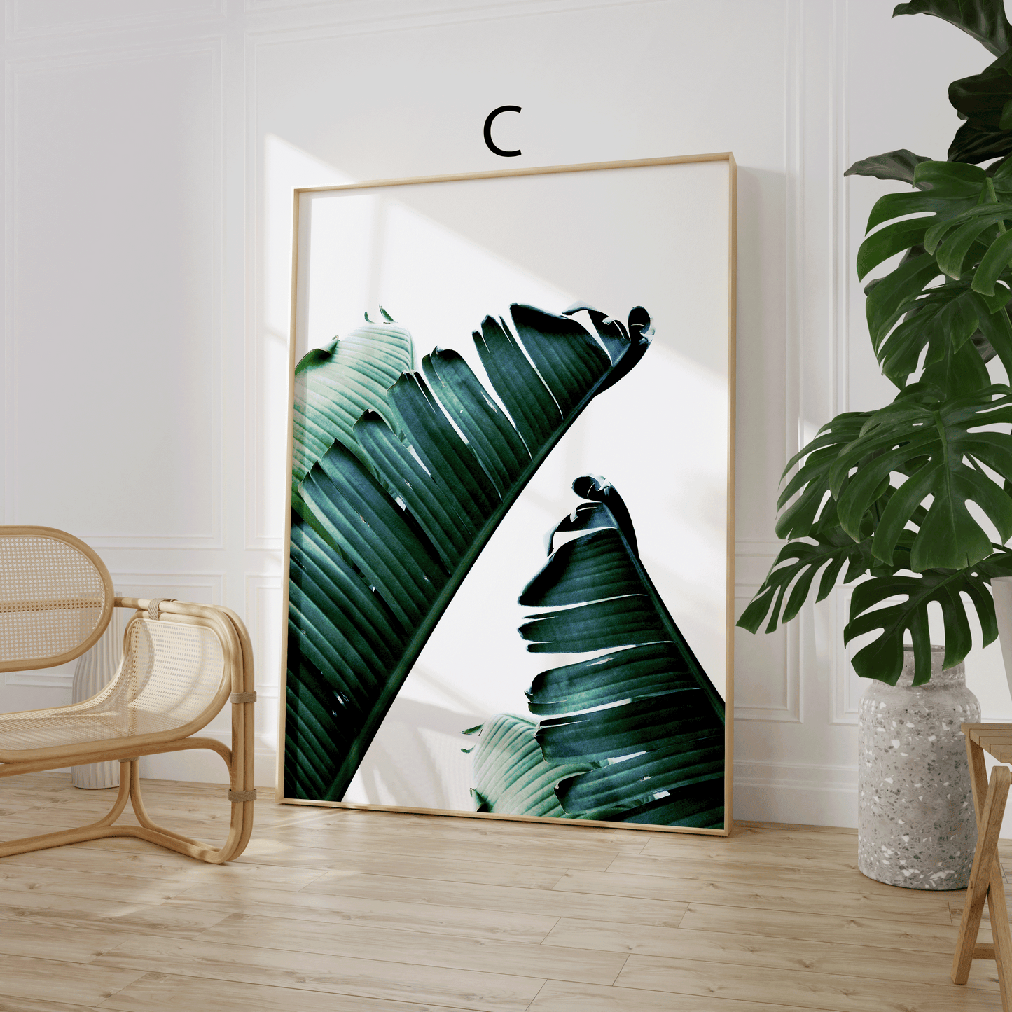 Palmenblätter Poster · Geschenkidee · Tropische Blätter Palmen Minimalistische Pflanzenkunst · Dekoprint ohne Rahmen