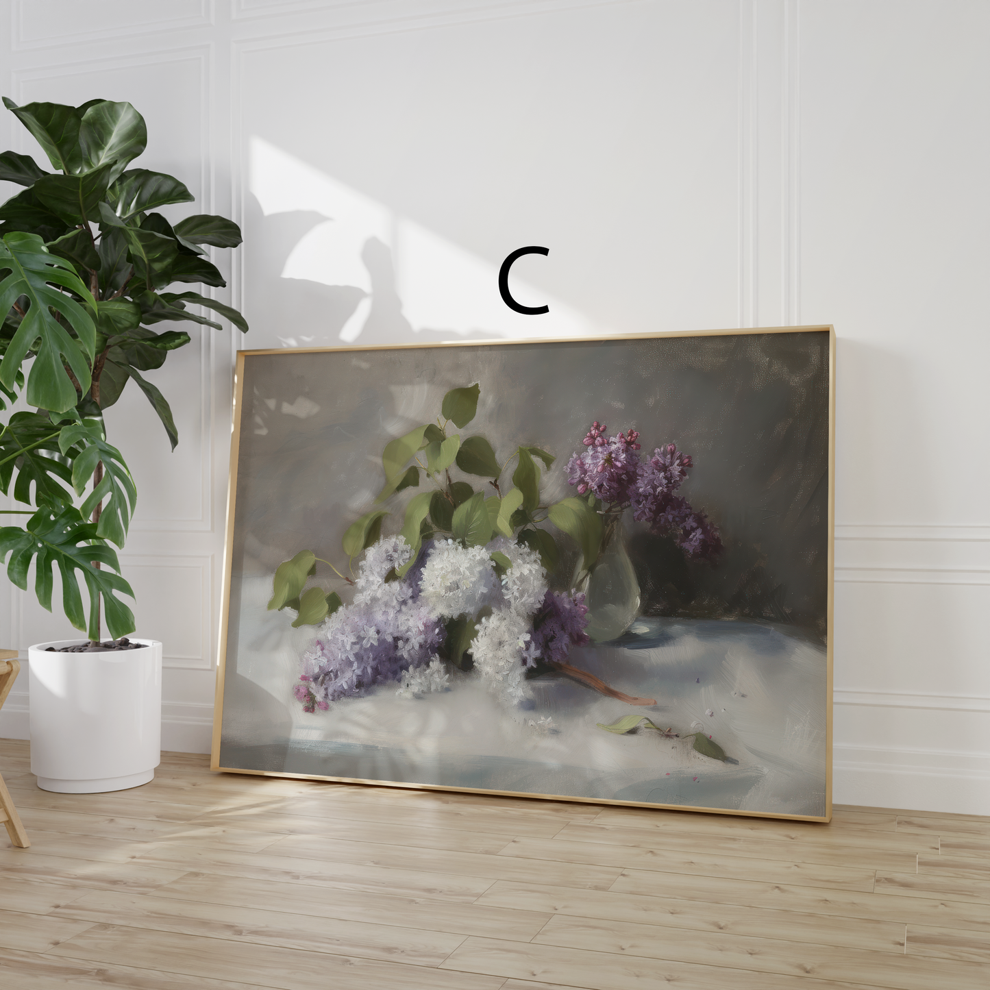 Moderne Landschaft Poster · Geschenkidee · Weiße Blüten Alpen Flieder Französische Straßenszene · Dekoprint ohne Rahmen