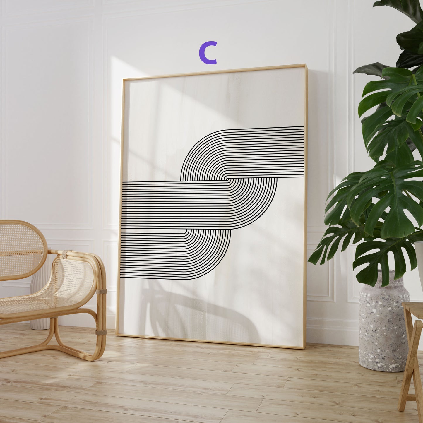 Abstrakte Linien Poster · Geschenkidee · Minimalistische Line Art in Beige, Schwarz und Grau · Dekoprint ohne Rahmen