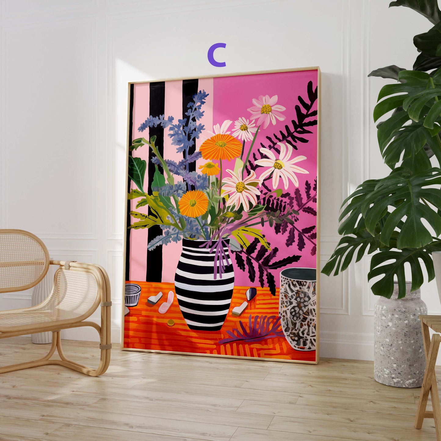 Blumen Poster · Geschenkidee · Farbenfrohe Blumenvasen und Künstlerische Floralkunst im Modernen Stil · Dekoprint ohne Rahmen