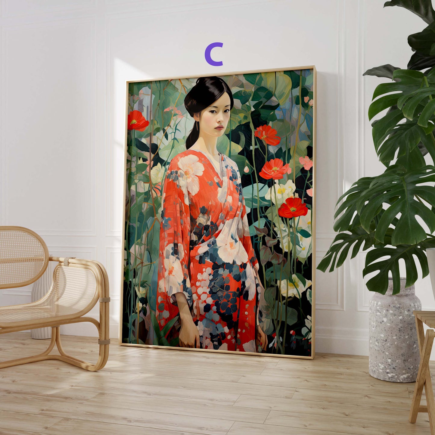 Japan Poster · Geschenkidee · Japanische Kunst Geisha Koi Drache und Fuji · Dekoprint ohne Rahmen