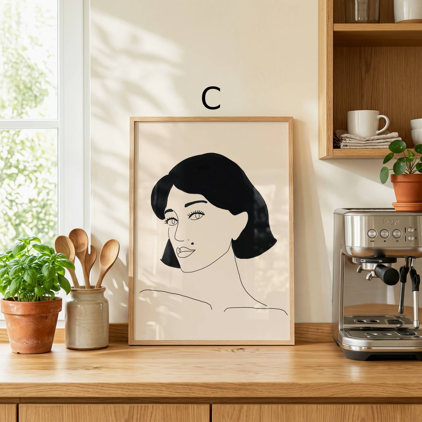 Moderne Kunst Poster · Geschenkidee · Abstrakte Formen Line Art Frauenporträt und Minimalistische Wandkunst · Dekoprint ohne Rahmen