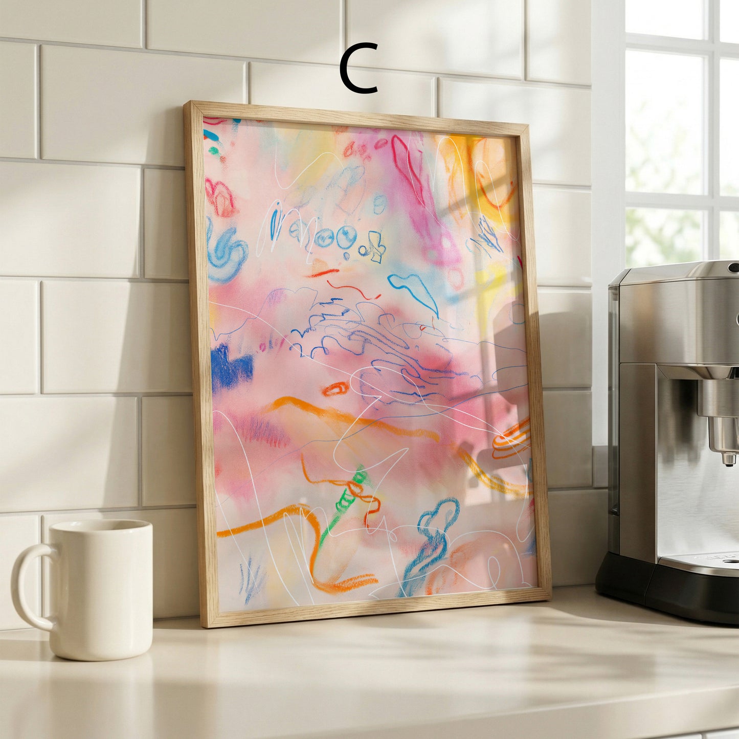 Abstrakte Poster · Wohnidee · Pastelltöne Farbflächen Künstlerische Pinselstriche · Dekoprint ohne Rahmen
