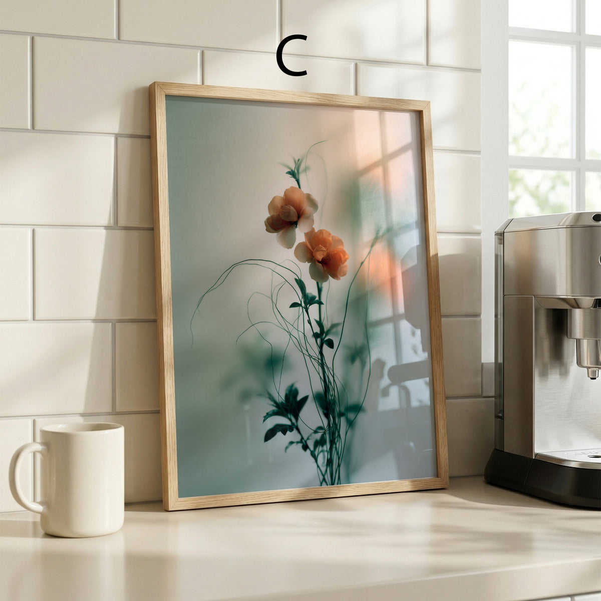 Blumen Poster · Geschenkidee · Blumen hinter Glas und Wassertropfen Poster Ästhetische Natur Fotografie · Dekoprint ohne Rahmen