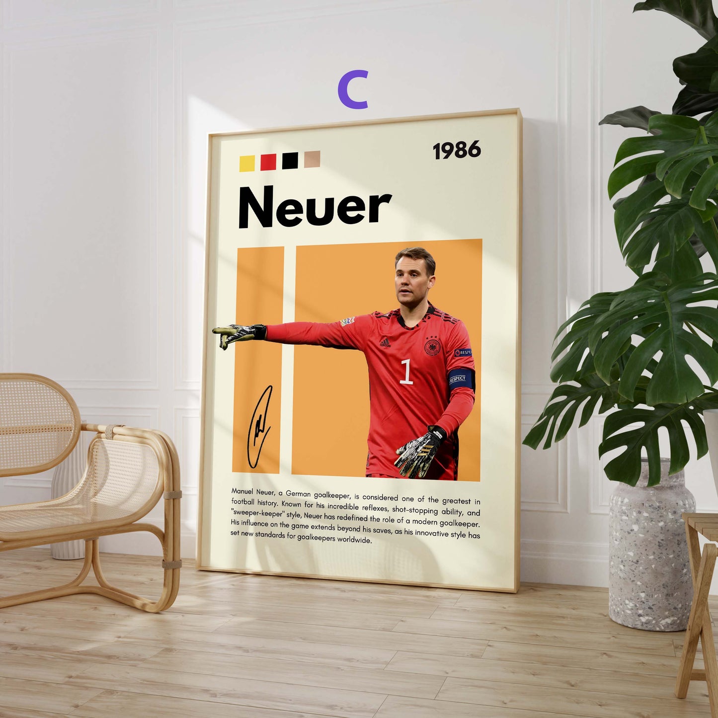 Fußball Legenden Poster · Ronaldo Benzema Neuer Beckham Ronaldinho Zidane · Sport Wanddeko · Dekoprint ohne Rahmen
