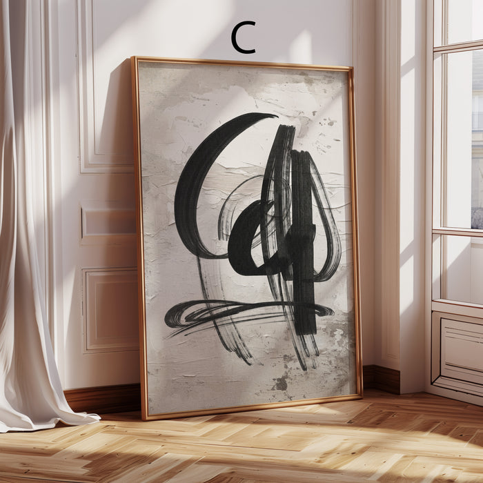 Poster mit schwarzen Pinselstrichen