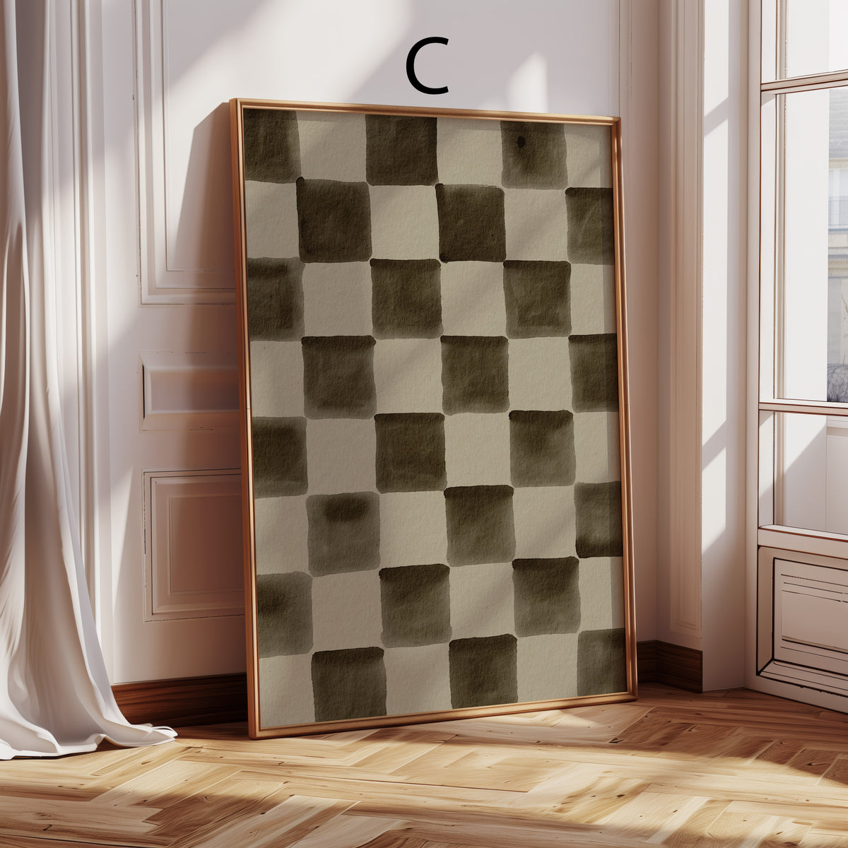 Poster Wandbilder Wohnzimmer · Leopard Schachbrett · Abstrakte Bilder ohne Rahmen ·