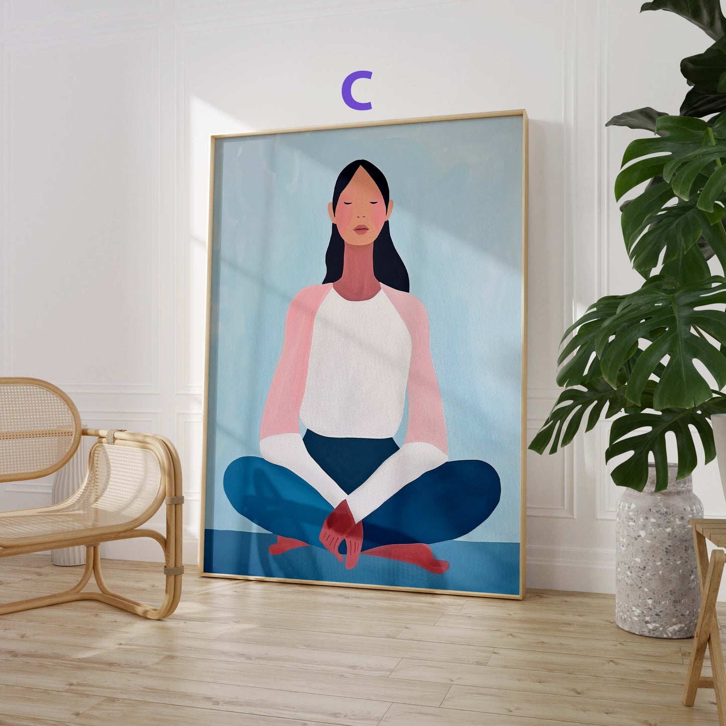 Mediterrane Kunst Poster · Geschenkidee · Frauen Küste Mediterrane Landschaften achtsame Momente · Dekoprint ohne Rahmen