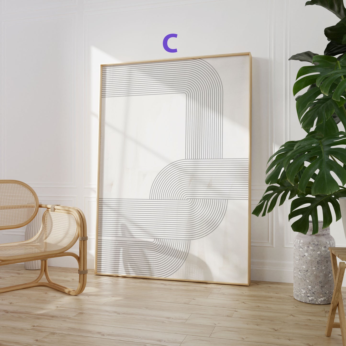Abstrakte Bögen Poster · Geschenkidee · Minimalistische geometrische Linienkunst in Schwarz und Grau · Dekoprint ohne Rahmen