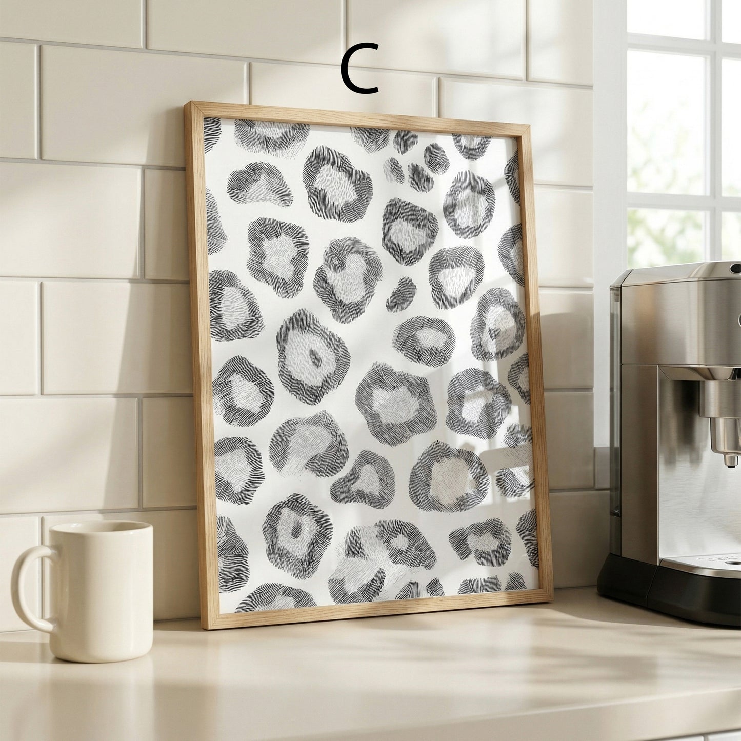 Leopardenmuster Poster · Geschenkidee · Beige Braun Grau Schwarz Weiß · Dekoprint ohne Rahmen