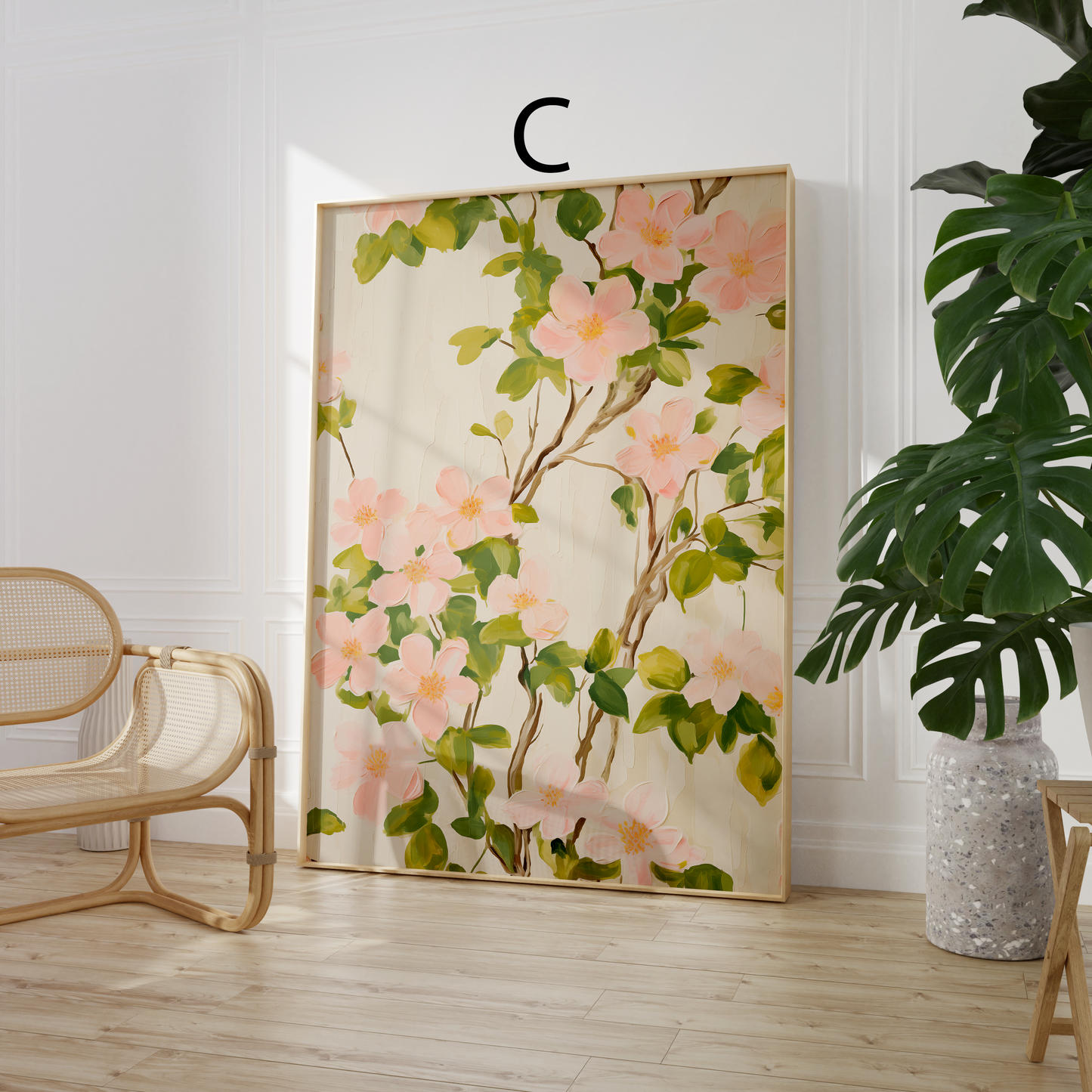 Moderne Kunst Poster · Geschenkidee · Elegante Frau mit Blumenkleid und Farbenfrohe Blumenkunst · Dekoprint ohne Rahmen