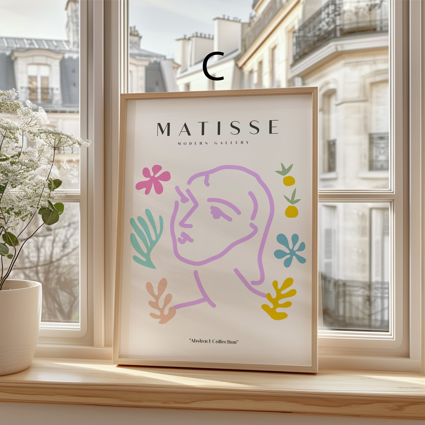 Matisse Poster · Geschenkidee · Abstrakte Scherenschnitte Frauenporträt Bunte Formen · Dekoprint ohne Rahmen