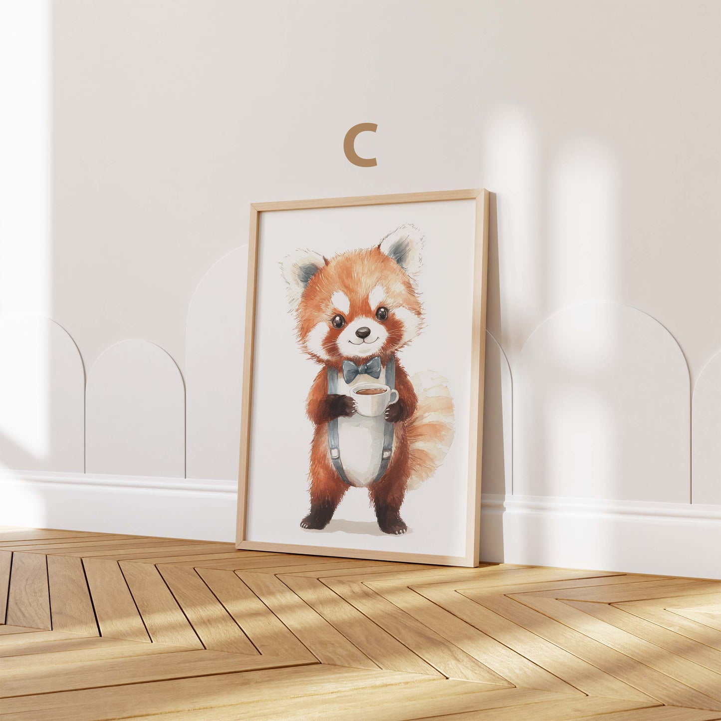 Niedliches Tier Kinderzimmer poster · Geschenkidee · Aquarell Bär Panda und Roter Panda Illustration · Wanddeko · Print ohne Rahmen