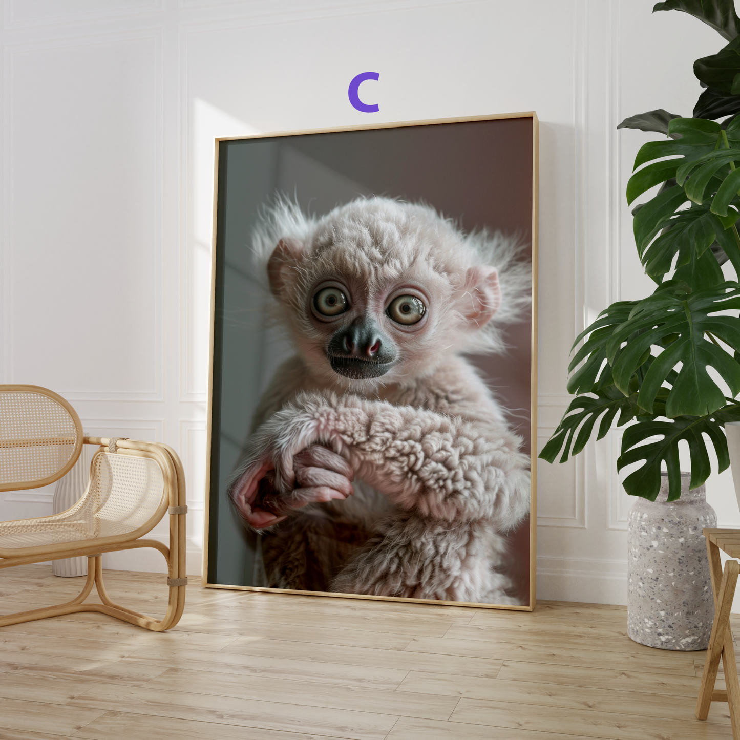 Süße Affen Poster · Geschenkidee · Affenbabys mit großen Augen · Dekoprint ohne Rahmen
