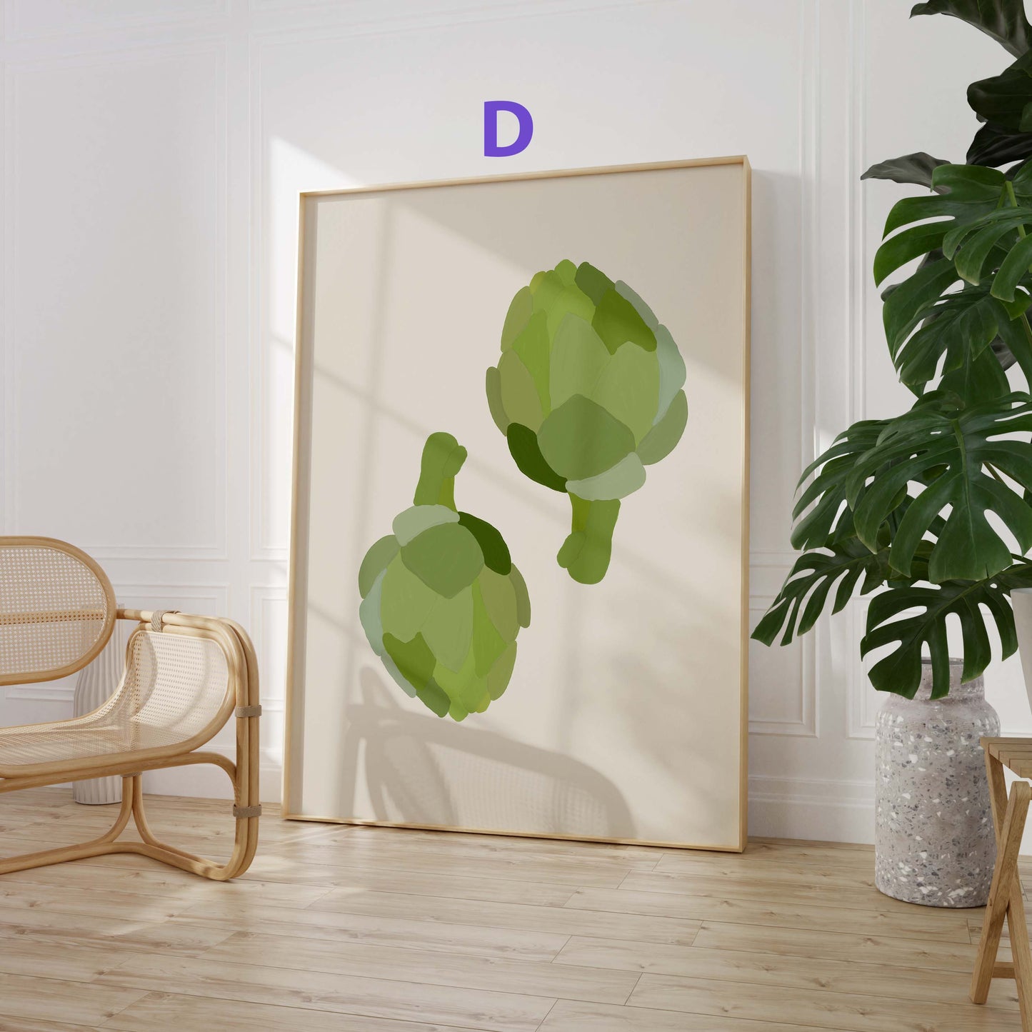 Obst Gemüse Kunst Poster · Geschenkidee · Artischocke, Zitrusfrüchte und Hummer Stillleben · Dekoprint ohne Rahmen