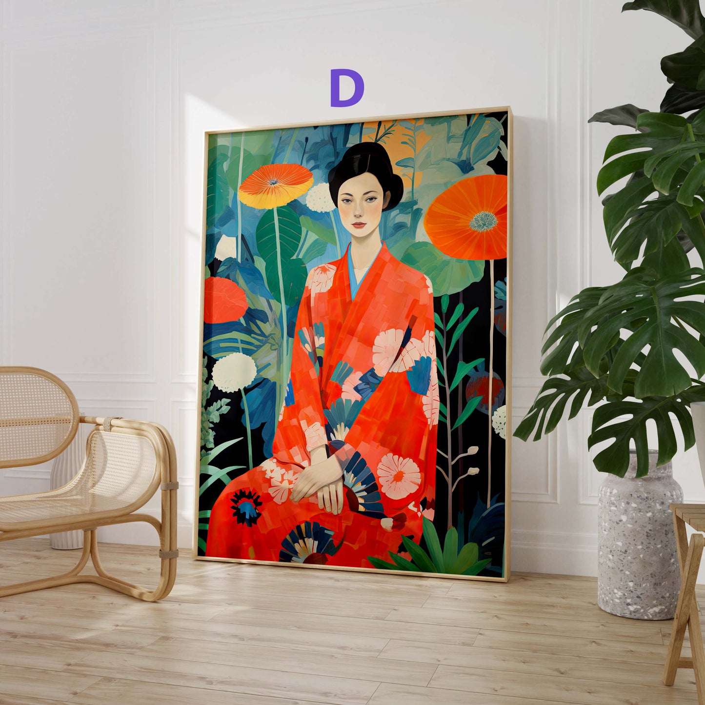 Japan Poster · Geschenkidee · Japanische Kunst Geisha Koi Drache und Fuji · Dekoprint ohne Rahmen