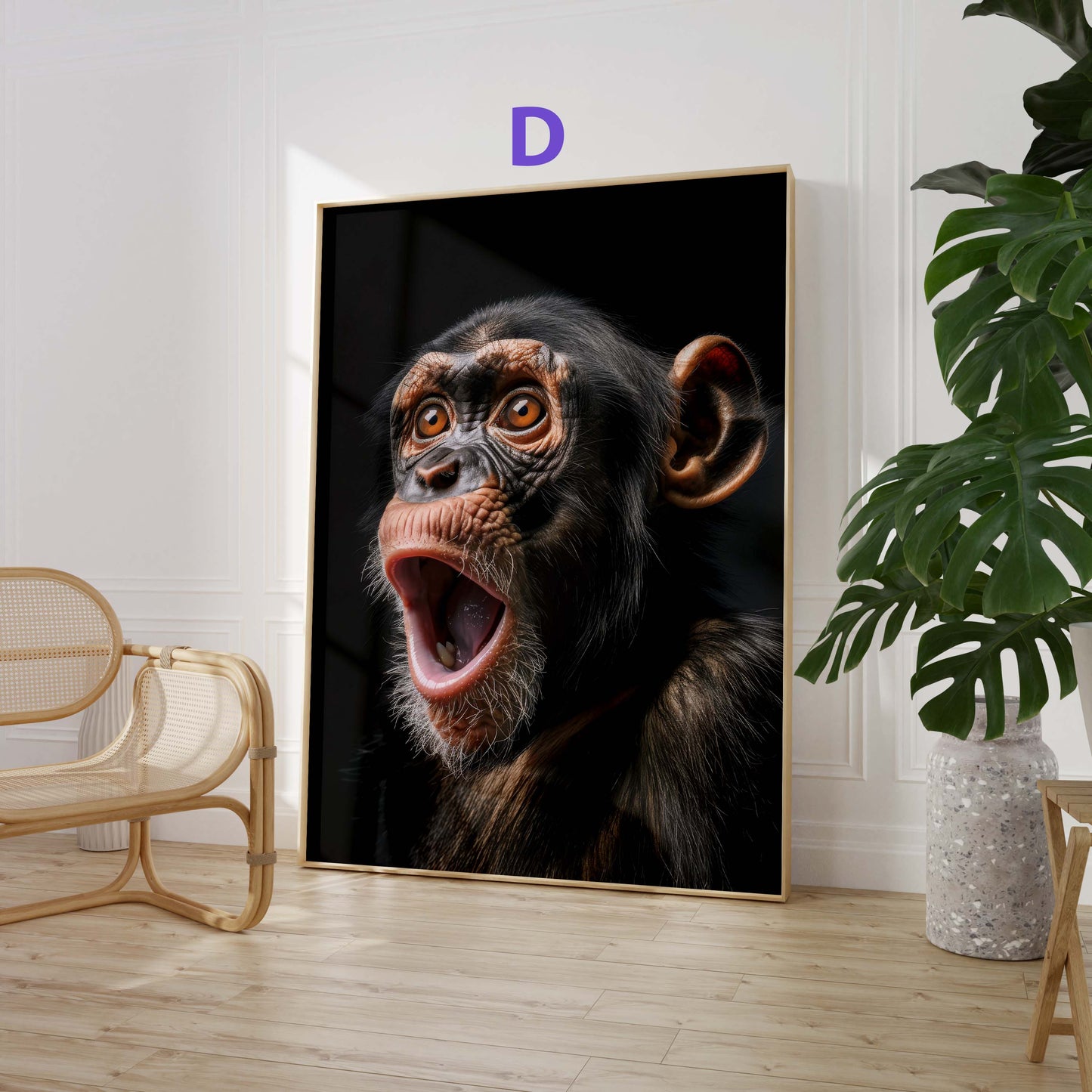Lustige Affen Poster · Geschenkidee · Schimpansen und Affenbabys · Dekoprint ohne Rahmen