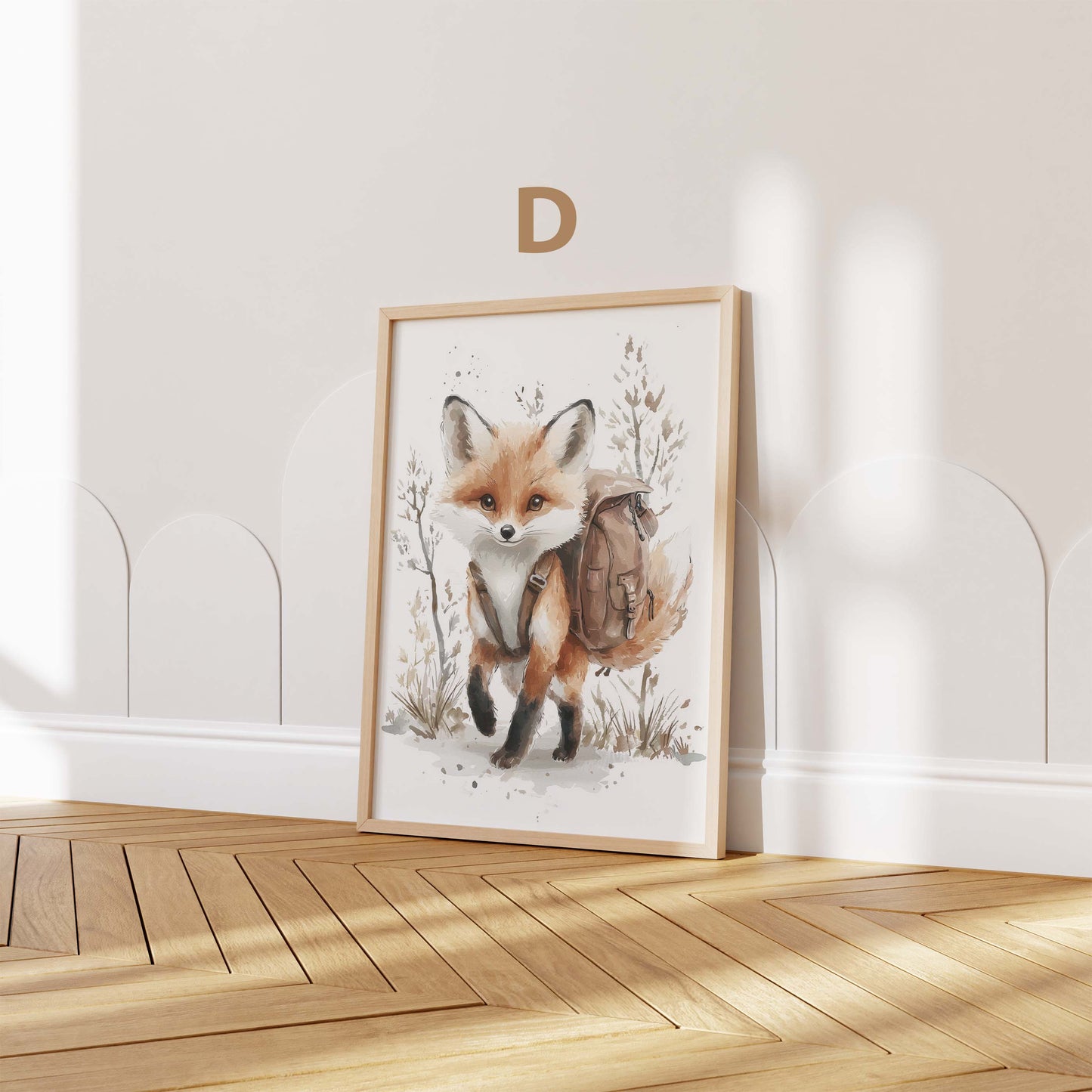 Niedliche Waldtiere Kinderzimmer Poster · Aquarell Reh Fuchs Waschbär Hase · Babyzimmer Wanddeko · Print ohne Rahmen