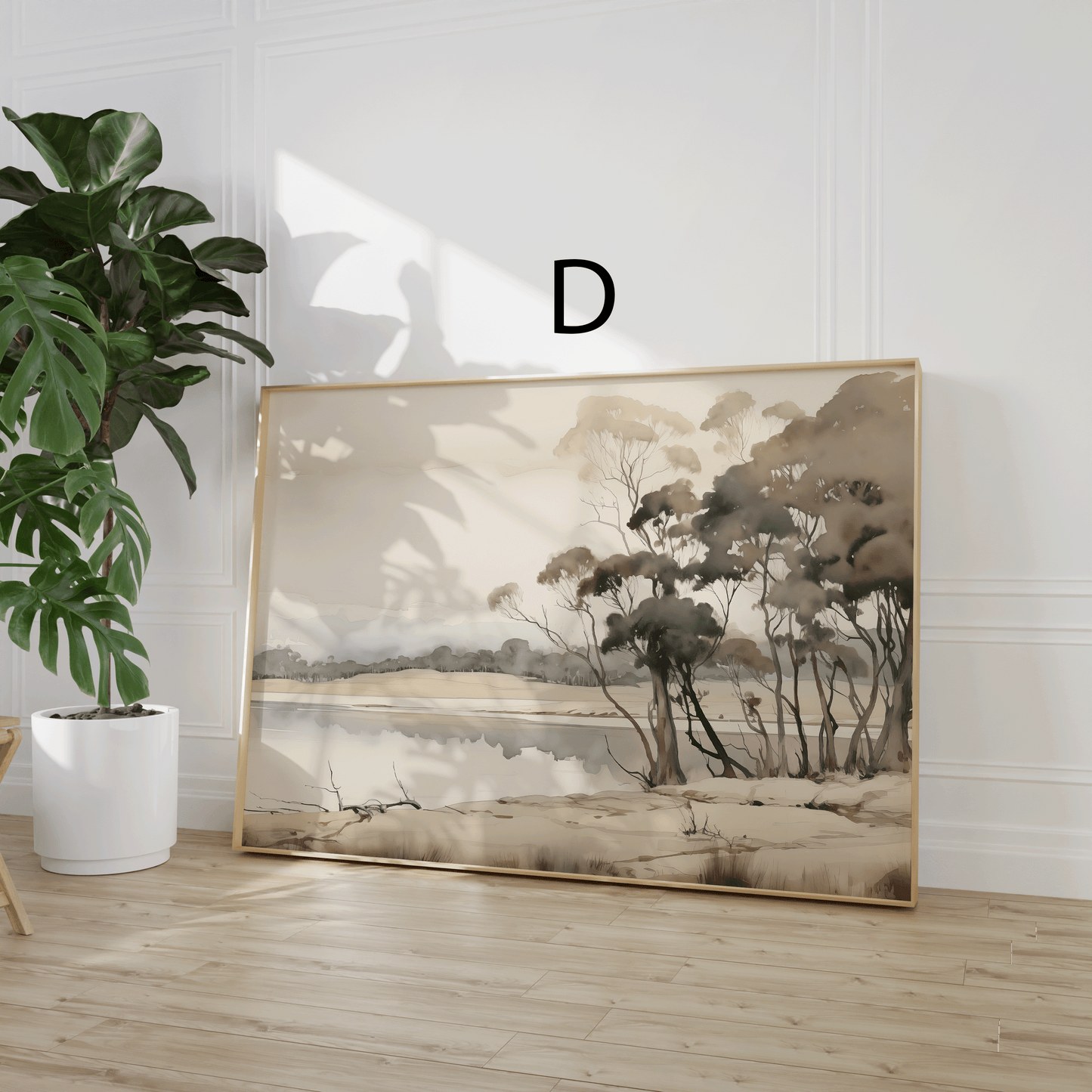 Landschaft Poster · Geschenkidee · See Wiesen Bäume Naturmalerei · Aquarell Wandkunst · Dekoprint ohne Rahmen