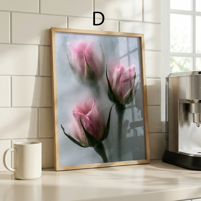 Geschenkidee · Rosen und Ranunkeln hinter Glas Poster Ästhetische Natur Fotografie · Dekoprint ohne Rahmen | JUSTGOODMOOD