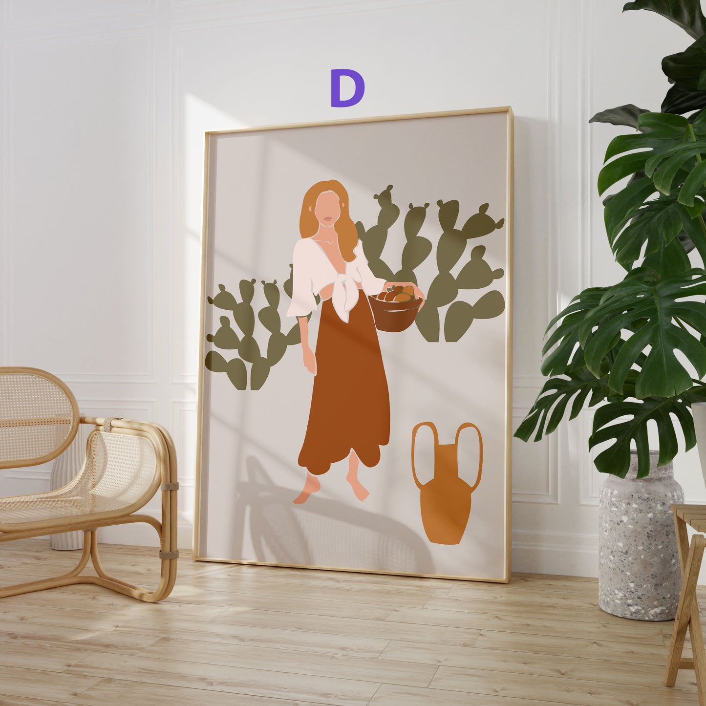 Boho Frauen Poster · Geschenkidee · Terrakotta, Wüstenkunst und Abstrakte Figuren · Dekoprint ohne Rahmen