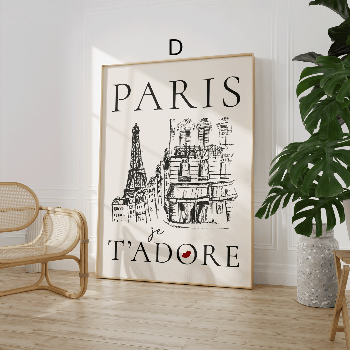 Paris Poster · Geschenkidee · Französische Typografie Café Eiffelturm Illustration · Dekoprint ohne Rahmen