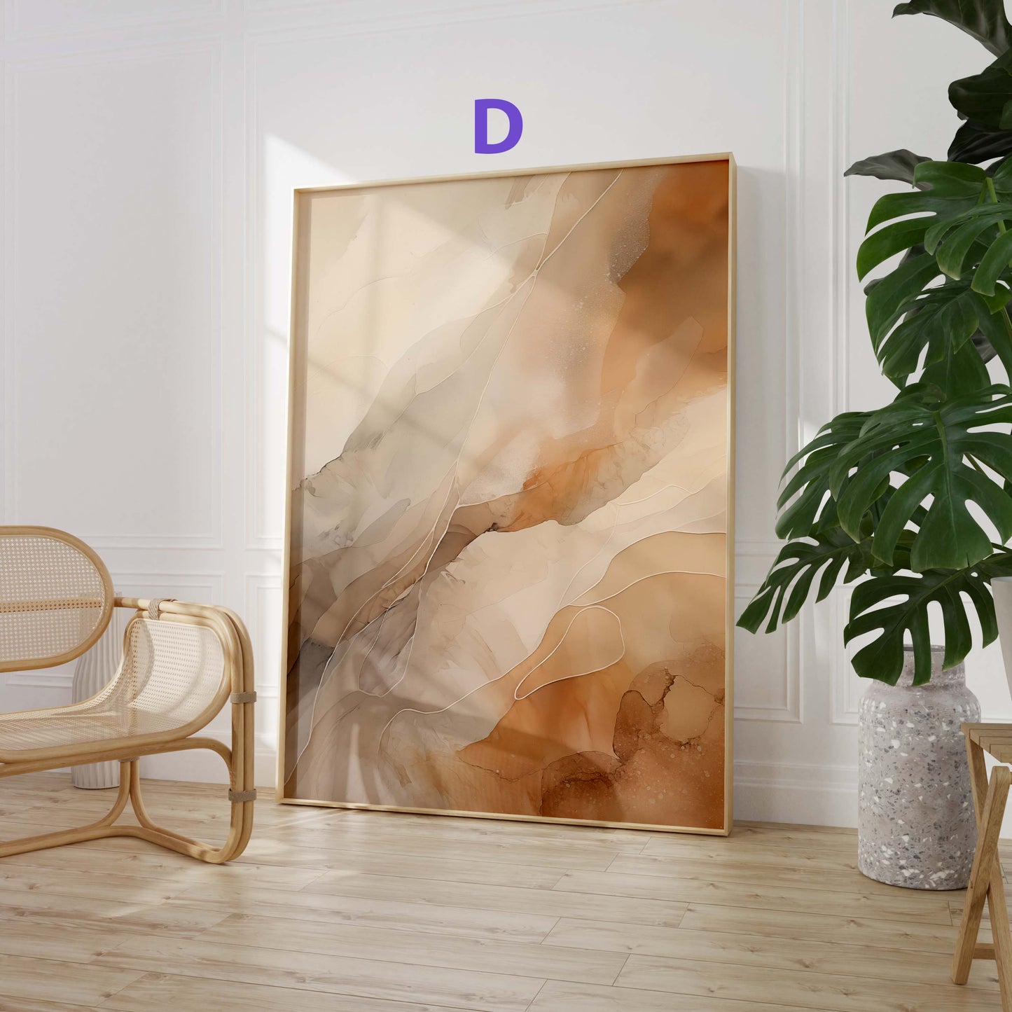 Abstrakte Beige Poster · Geschenkidee · Organische Formen und Moderne Texturkunst in Sanften Naturtönen · Dekoprint ohne Rahmen