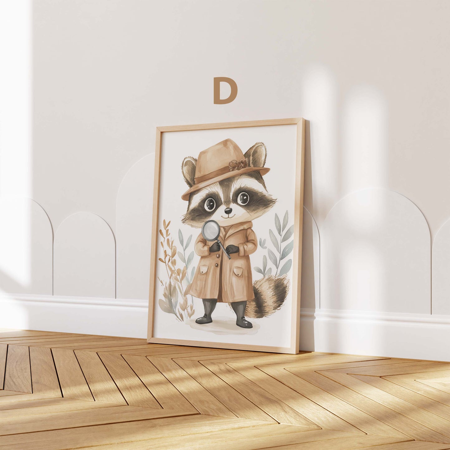 Niedliches Waldtier Poster · Geschenkidee · Aquarell Illustration mit Fuchs Waschbär Eichhörnchen und Reh · Kinderzimmer Wanddeko · Print ohne Rahmen