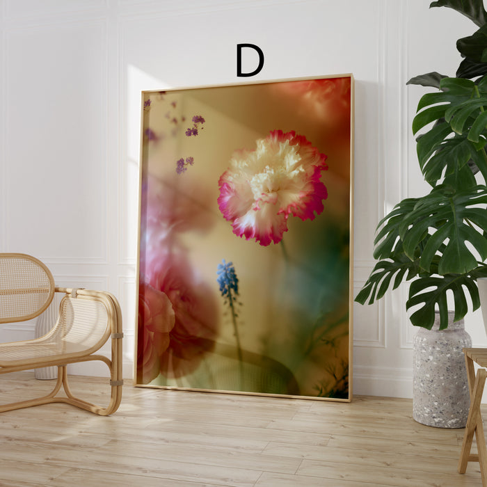 Geschenkidee · Blumen hinter Glas mit Wassertropfen Poster Ästhetische Fotografie Prints · Dekoprint ohne Rahmen | JUSTGOODMOOD