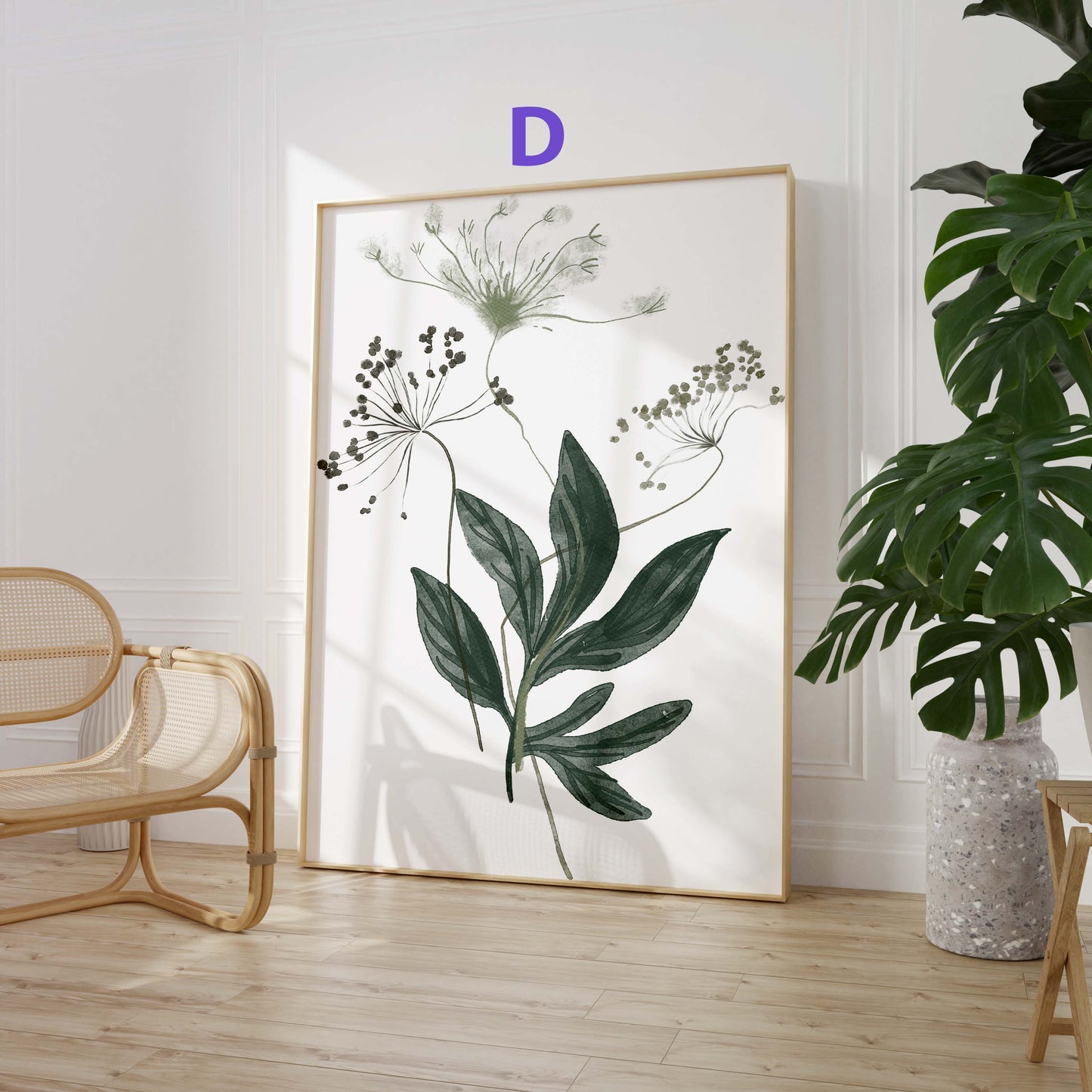 Botanische Wildblumen Poster · Geschenkidee · Zarte Blumenarrangements in Pastellfarben mit Schmetterlingen · Dekoprint ohne Rahmen