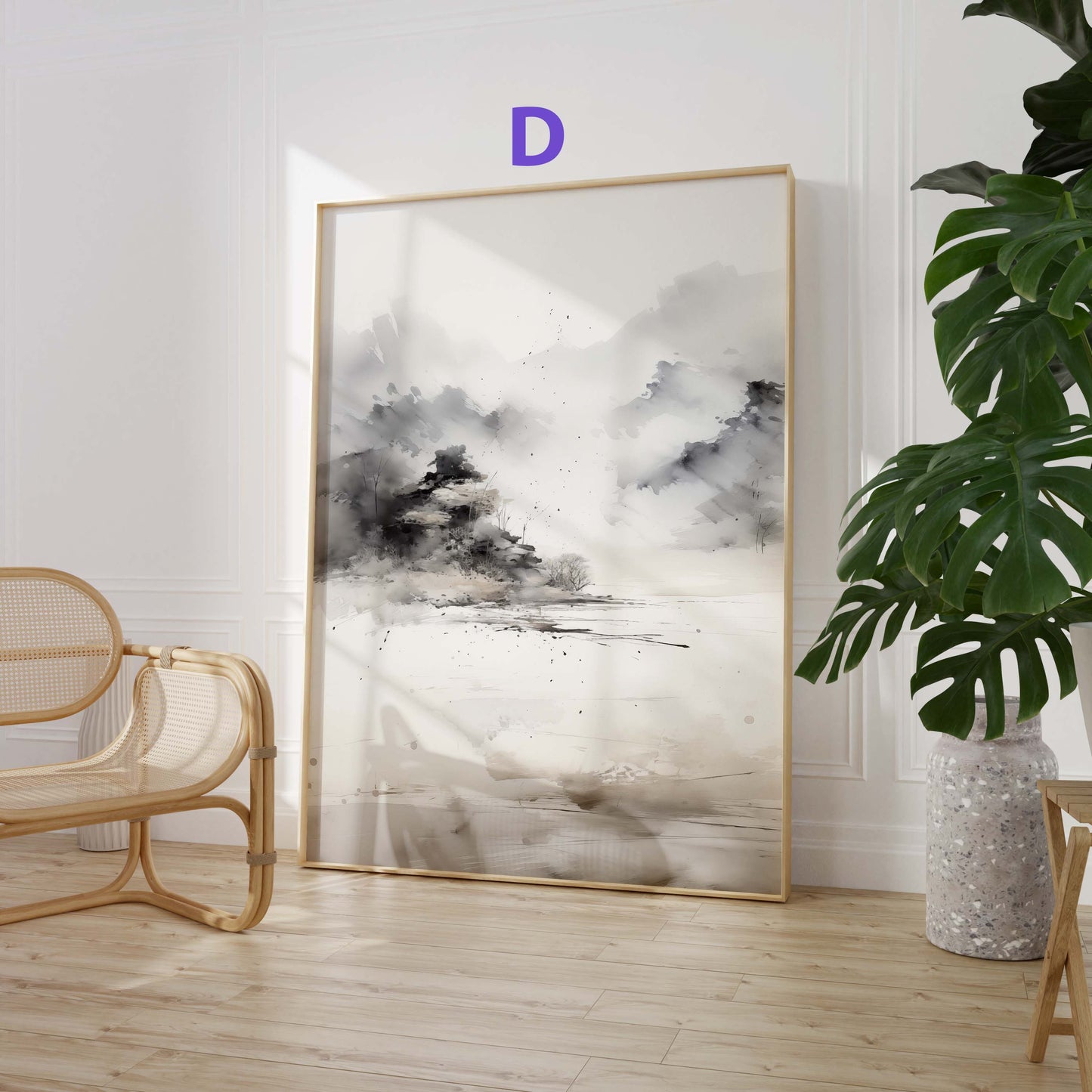 Nebelwald Berglandschaft Poster geschenkidee aquarell natur wandkunst  · Dekoprint ohne rahmen
