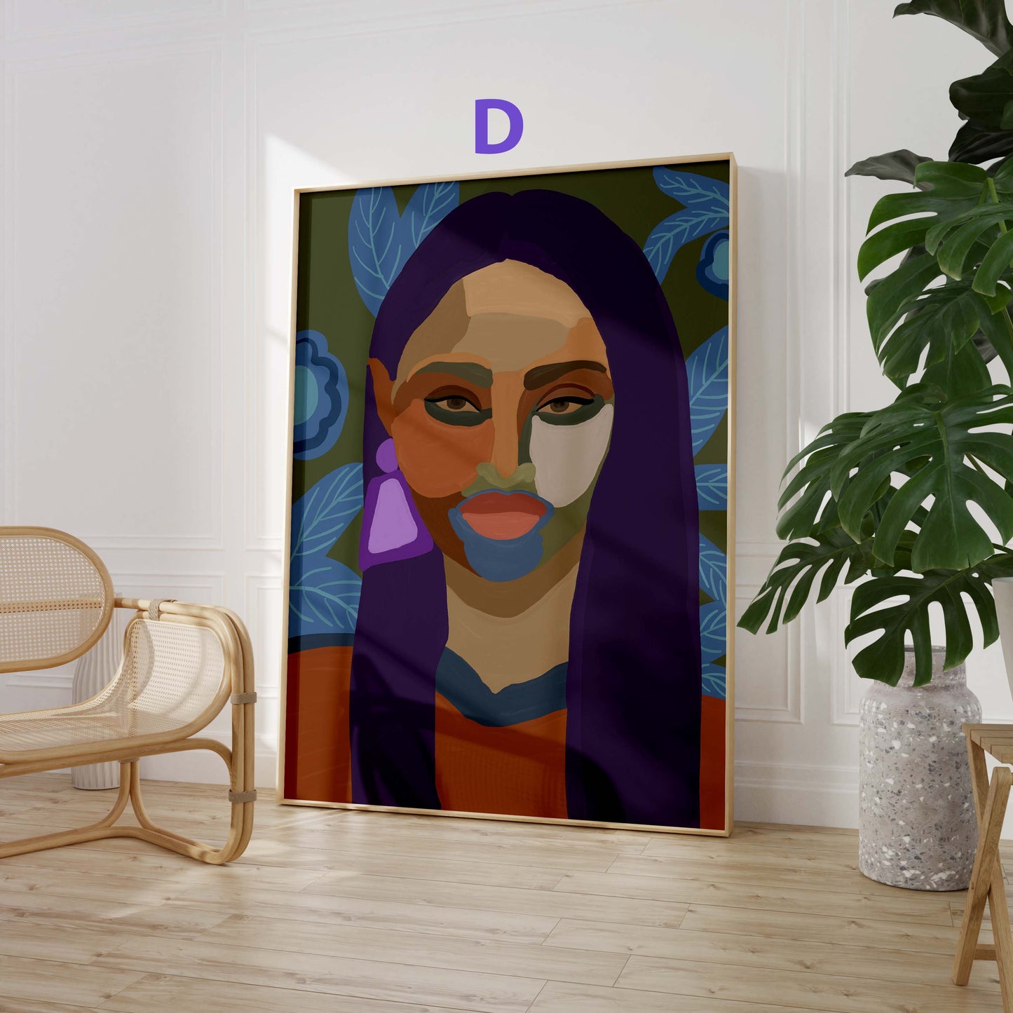 Mediterrane Zitronen Poster · Geschenkidee · Blaue Fliesen, Zitronen und mediterrane Kunst · Dekoprint ohne Rahmen
