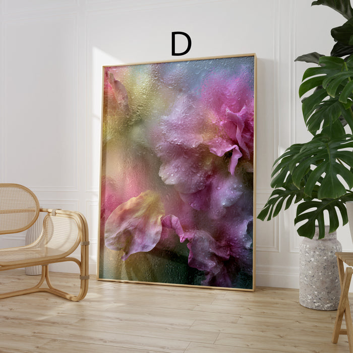 Geschenkidee · Ranunkeln und Blumen hinter Glas Poster Ästhetische Natur Fotografie · Dekoprint ohne Rahmen | JUSTGOODMOOD