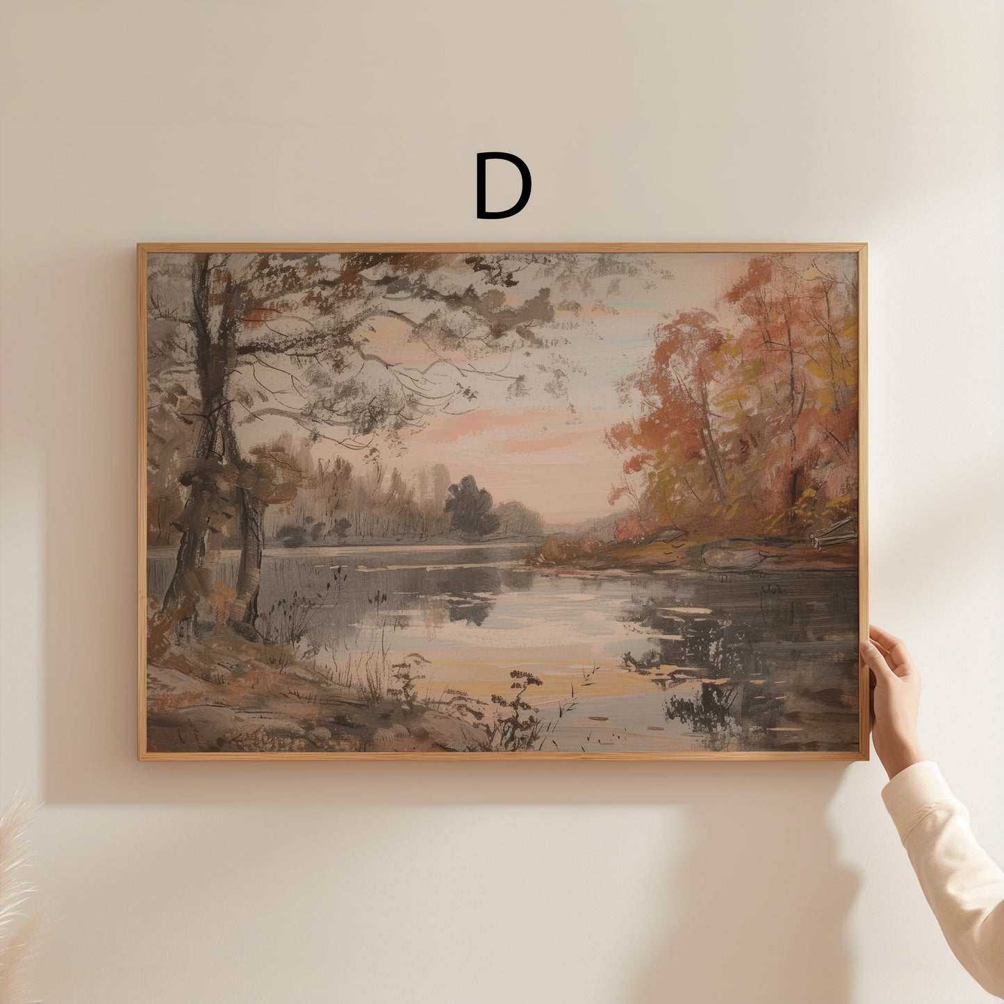 Moderne Natur Poster · Geschenkidee · Wald Blumenzeichnung Hase Herbstlandschaft · Dekoprint ohne Rahmen