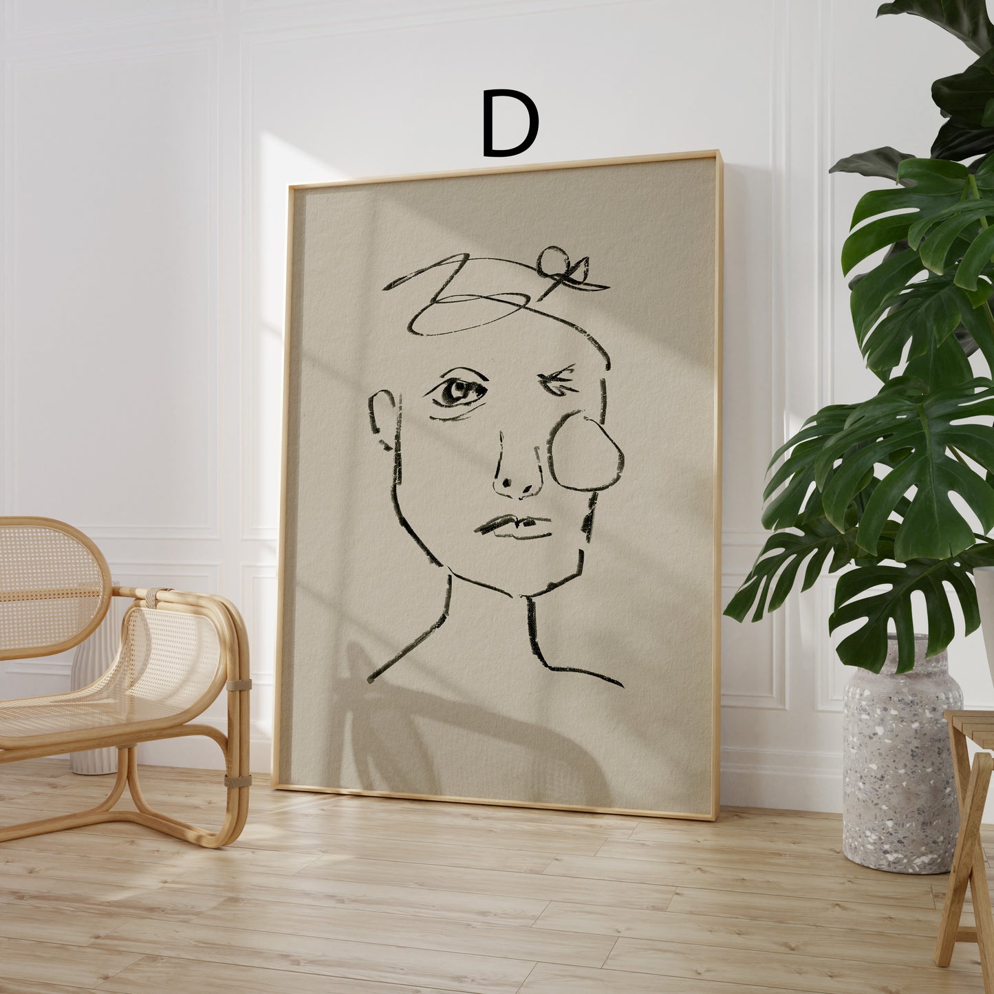 Line Art Poster · Frauenporträt & Animal Print Tiermuster · Dekoprint ohne Rahmen