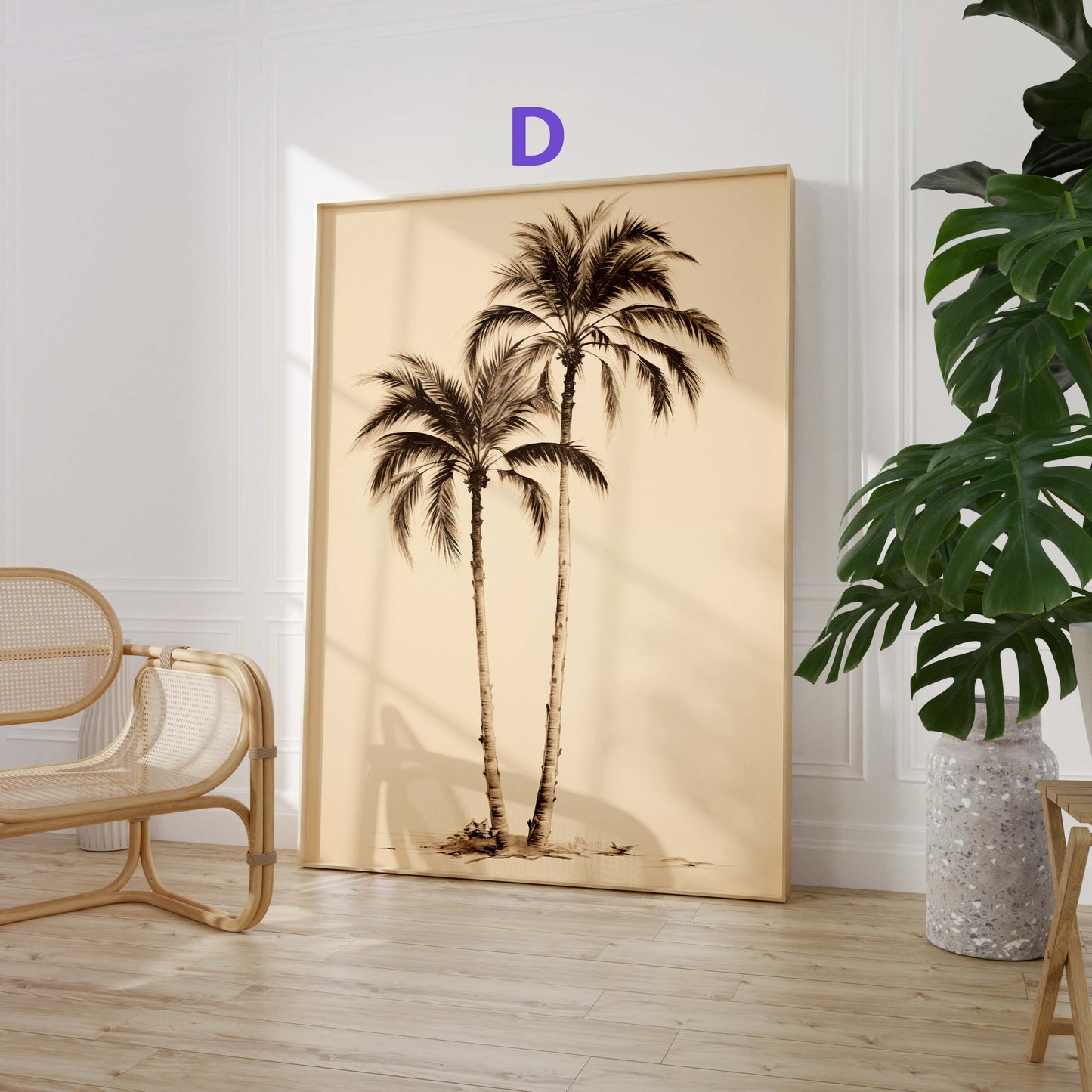 Safari Poster · Geschenkidee · Giraffe Tiger Affe Strauß und Palmen · Dekoprint ohne Rahmen