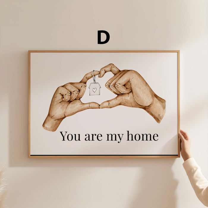 Hände Herz Haus Poster – Premium Baumwoll-Canvas