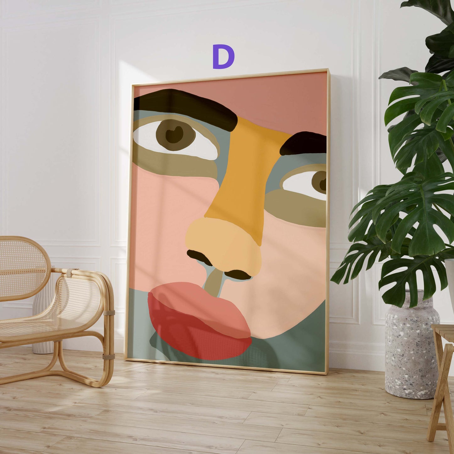 Abstrakte Frauenkunst Poster · Geschenkidee · Moderne Frauenporträts und Line Art in warmen Farben · Dekoprint ohne Rahmen