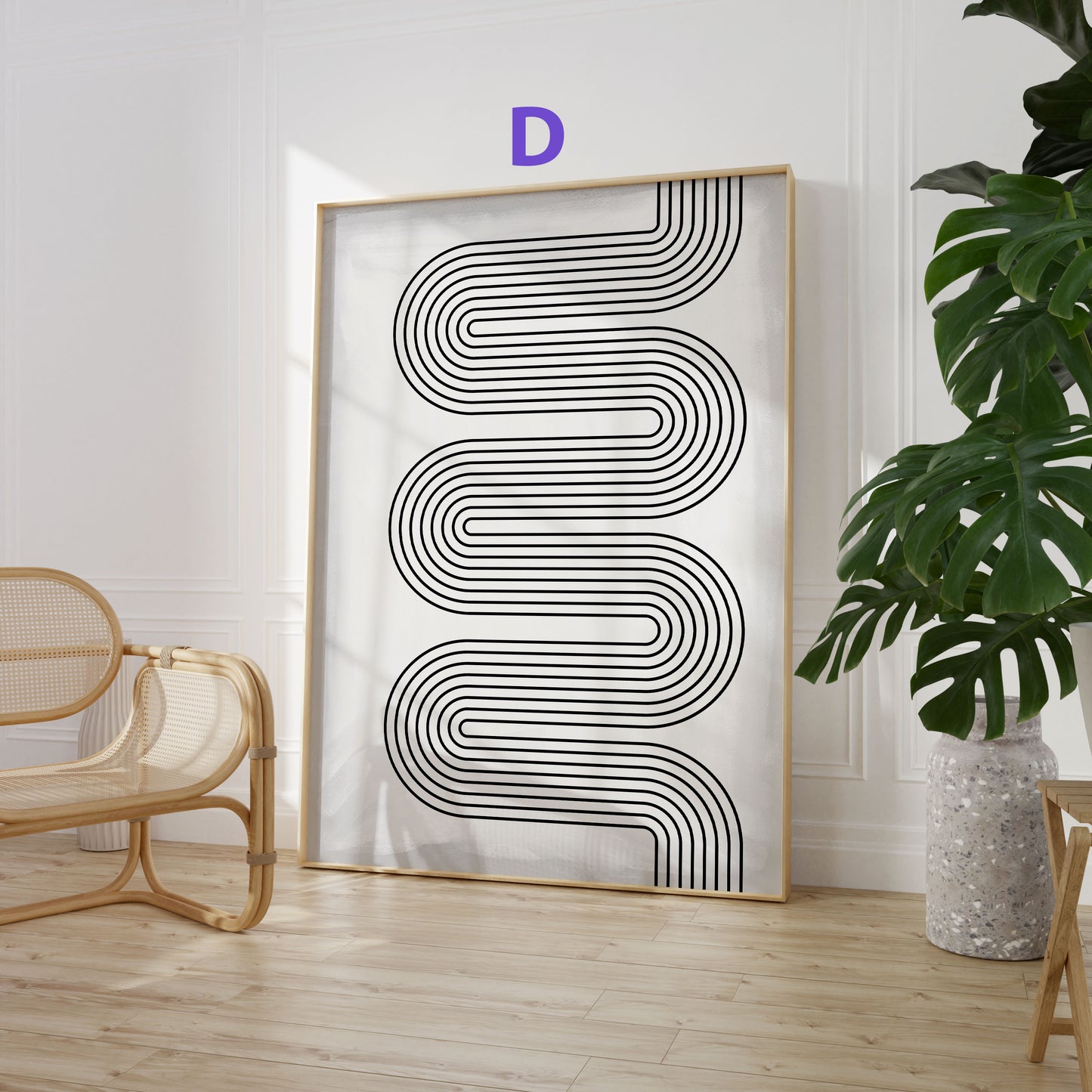 Abstrakte Schwarz Weiß Poster · Geschenkidee · Minimalistische Line Art und geometrische Linien · Dekoprint ohne Rahmen