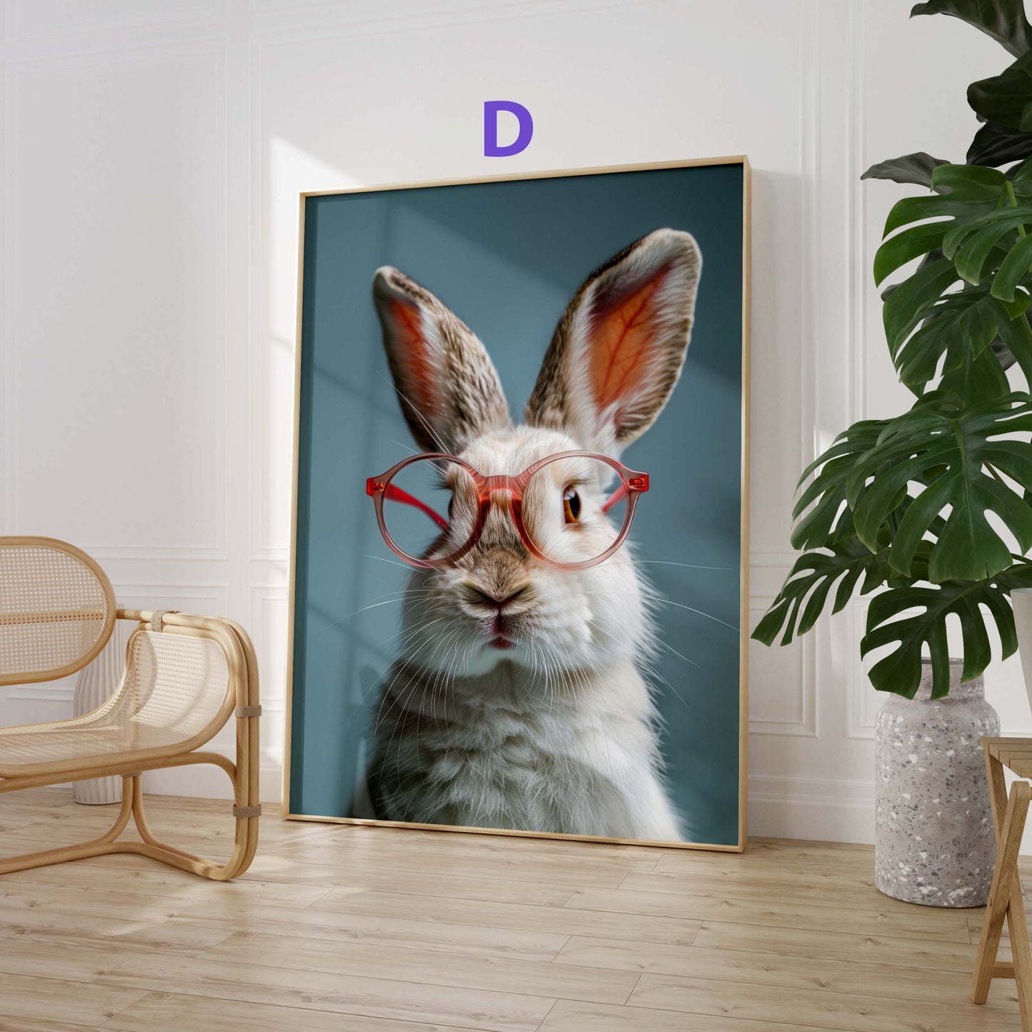 Niedliche Tierporträts Poster · Geschenkidee · Koala, Hase, Kaninchen und Kletterbeutler · Dekoprint ohne Rahmen