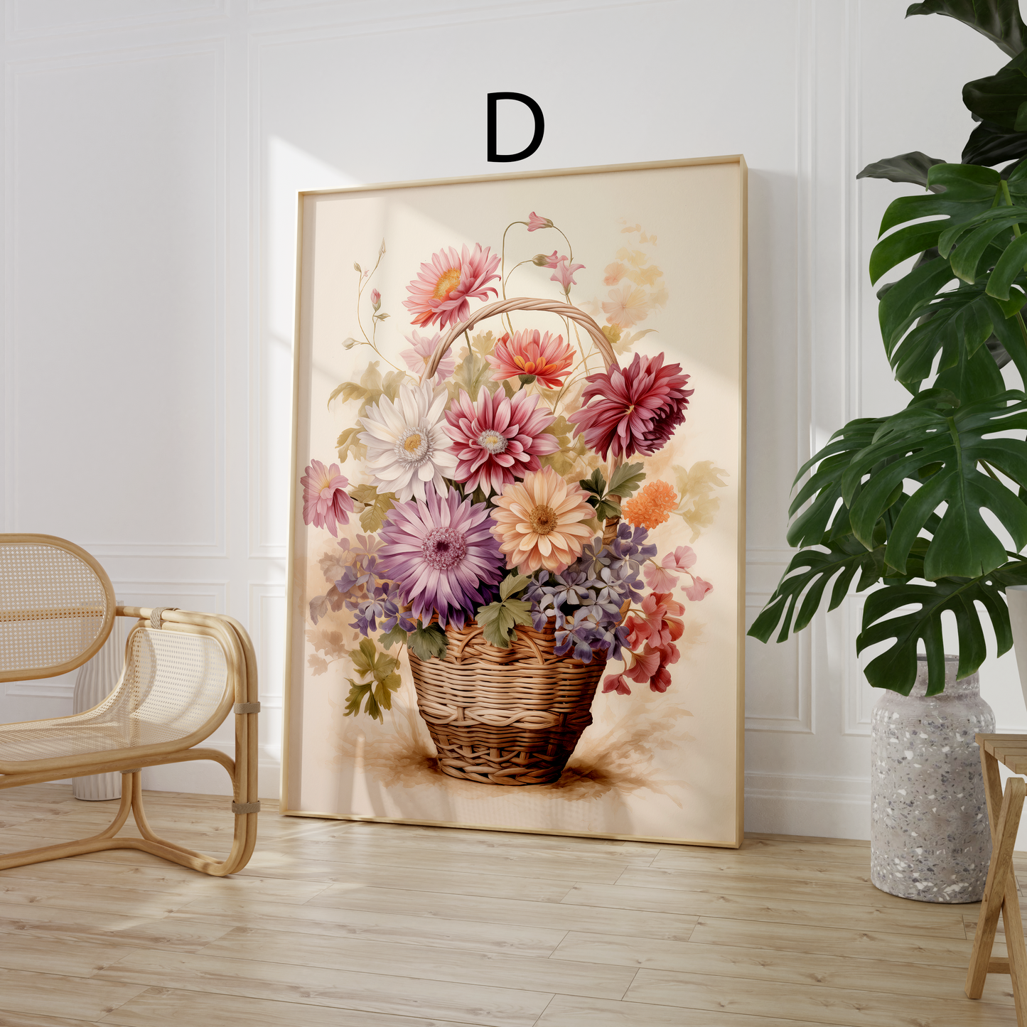 Moderne Kunst Poster · Geschenkidee · Elegante Frau mit Blumenkleid und Farbenfrohe Blumenkunst · Dekoprint ohne Rahmen